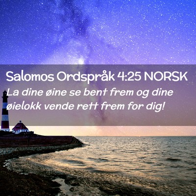 Picture 02 - Salomos Ordspråk 4:25 NORSK - La dine øine se bent frem og dine øielokk vende - Bible Verse Picture