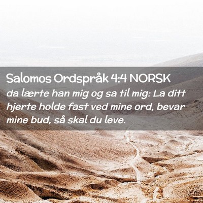Picture 02 - Salomos Ordspråk 4:4 NORSK - da lærte han mig og sa til mig: La ditt hjerte - Bible Verse Picture