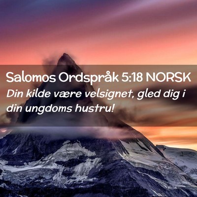 Picture 02 - Salomos Ordspråk 5:18 NORSK - Din kilde være velsignet, gled dig i din ungdoms - Bible Verse Picture