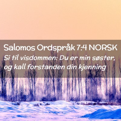 Picture 02 - Salomos Ordspråk 7:4 NORSK - Si til visdommen: Du er min søster, og kall - Bible Verse Picture
