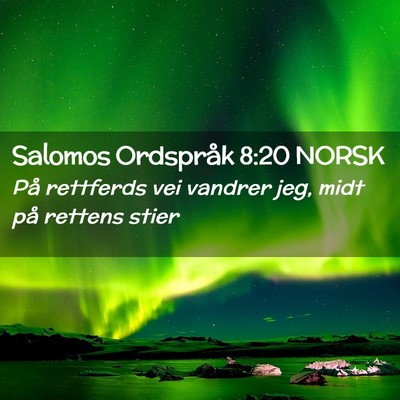 Picture 02 - Salomos Ordspråk 8:20 NORSK - På rettferds vei vandrer jeg, midt på rettens - Bible Verse Picture