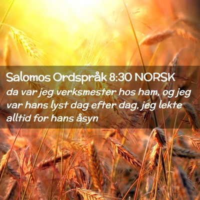 Picture 02 - Salomos Ordspråk 8:30 NORSK - da var jeg verksmester hos ham, og jeg var hans - Bible Verse Picture