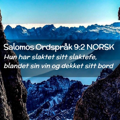 Picture 02 - Salomos Ordspråk 9:2 NORSK - Hun har slaktet sitt slaktefe, blandet sin vin og - Bible Verse Picture
