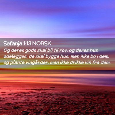 Picture 02 - Sefanja 1:13 NORSK - Og deres gods skal bli til rov, og deres hus - Bible Verse Picture