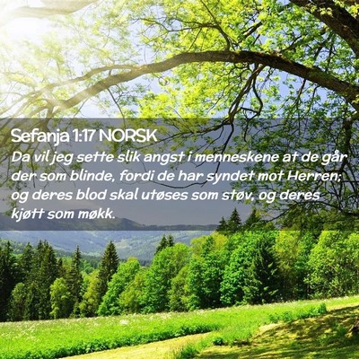 Picture 02 - Sefanja 1:17 NORSK - Da vil jeg sette slik angst i menneskene at de - Bible Verse Picture