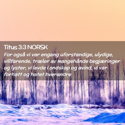 Picture 02 - Titus 3:3 NORSK - For også vi var engang uforstandige, ulydige, - Bible Verse Picture