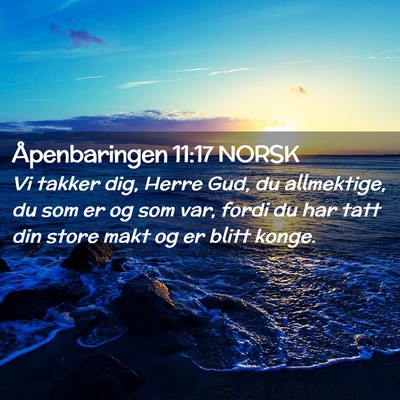 Picture 02 - Åpenbaringen 11:17 NORSK - Vi takker dig, Herre Gud, du allmektige, du som - Bible Verse Picture
