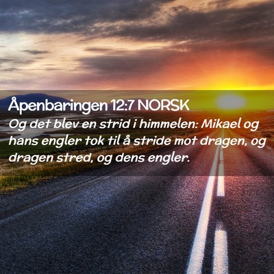 Picture 02 - Åpenbaringen 12:7 NORSK - Og det blev en strid i himmelen: Mikael og hans - Bible Verse Picture