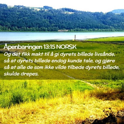 Picture 02 - Åpenbaringen 13:15 NORSK - Og det fikk makt til å gi dyrets billede - Bible Verse Picture