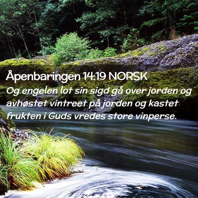 Picture 02 - Åpenbaringen 14:19 NORSK - Og engelen lot sin sigd gå over jorden og - Bible Verse Picture