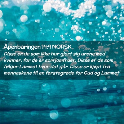 Picture 02 - Åpenbaringen 14:4 NORSK - Disse er de som ikke har gjort sig urene med - Bible Verse Picture