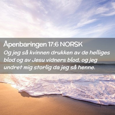 Picture 02 - Åpenbaringen 17:6 NORSK - Og jeg så kvinnen drukken av de helliges blod og - Bible Verse Picture