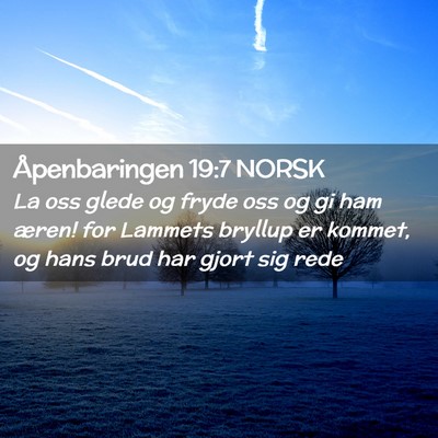 Picture 02 - Åpenbaringen 19:7 NORSK - La oss glede og fryde oss og gi ham æren! for - Bible Verse Picture
