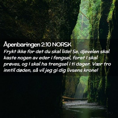 Picture 02 - Åpenbaringen 2:10 NORSK - Frykt ikke for det du skal lide! Se, djevelen - Bible Verse Picture