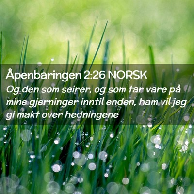 Picture 02 - Åpenbaringen 2:26 NORSK - Og den som seirer, og som tar vare på mine - Bible Verse Picture
