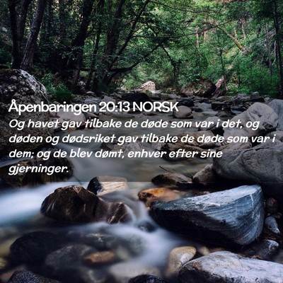 Picture 02 - Åpenbaringen 20:13 NORSK - Og havet gav tilbake de døde som var i det, og - Bible Verse Picture