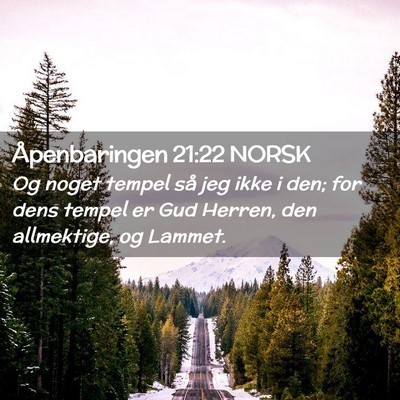 Picture 02 - Åpenbaringen 21:22 NORSK - Og noget tempel så jeg ikke i den; for dens - Bible Verse Picture
