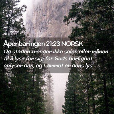 Picture 02 - Åpenbaringen 21:23 NORSK - Og staden trenger ikke solen eller månen til å - Bible Verse Picture