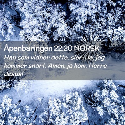 Picture 02 - Åpenbaringen 22:20 NORSK - Han som vidner dette, sier: Ja, jeg kommer snart. - Bible Verse Picture
