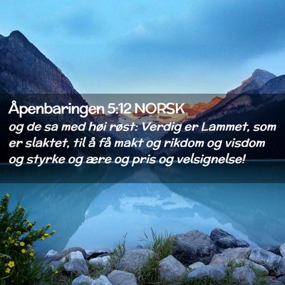 Picture 02 - Åpenbaringen 5:12 NORSK - og de sa med høi røst: Verdig er Lammet, som er - Bible Verse Picture