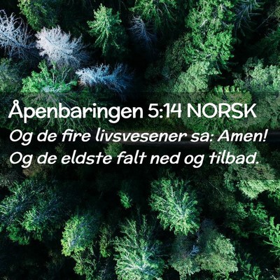 Picture 02 - Åpenbaringen 5:14 NORSK - Og de fire livsvesener sa: Amen! Og de eldste - Bible Verse Picture