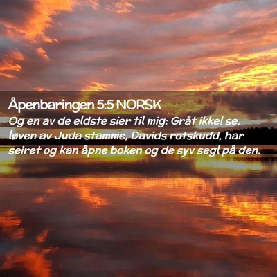 Picture 02 - Åpenbaringen 5:5 NORSK - Og en av de eldste sier til mig: Gråt ikke! se, - Bible Verse Picture