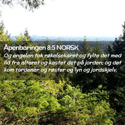 Picture 02 - Åpenbaringen 8:5 NORSK - Og engelen tok røkelsekaret og fylte det med ild - Bible Verse Picture