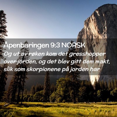 Picture 02 - Åpenbaringen 9:3 NORSK - Og ut av røken kom det gresshopper over jorden, - Bible Verse Picture