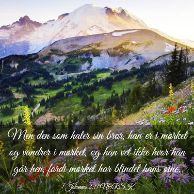 Picture 03 - 1 Johannes 2:11 NORSK - Men den som hater sin bror, han er i mørket og - Bible Verse Picture