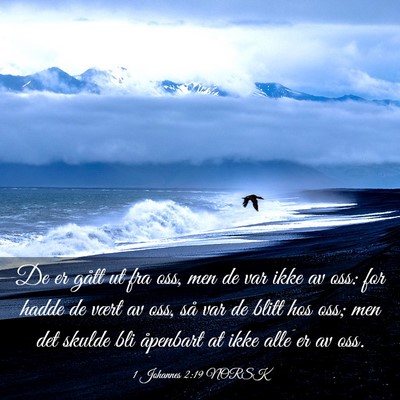 Picture 03 - 1 Johannes 2:19 NORSK - De er gått ut fra oss, men de var ikke av oss: - Bible Verse Picture