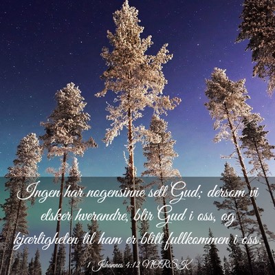 Picture 03 - 1 Johannes 4:12 NORSK - Ingen har nogensinne sett Gud; dersom vi elsker - Bible Verse Picture