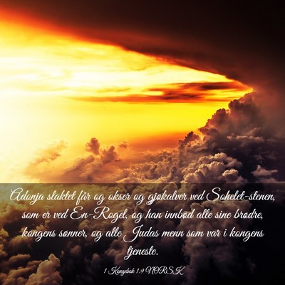 Picture 03 - 1 Kongebok 1:9 NORSK - Adonja slaktet får og okser og gjøkalver ved - Bible Verse Picture
