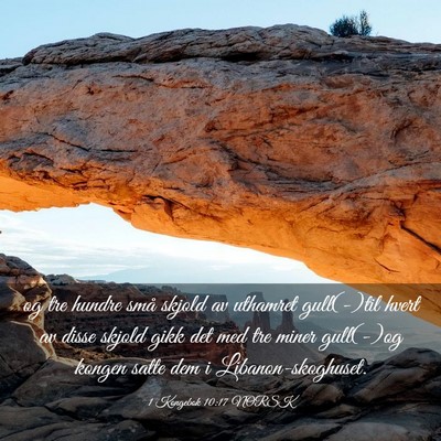 Picture 03 - 1 Kongebok 10:17 NORSK - og tre hundre små skjold av uthamret gull(-)til - Bible Verse Picture