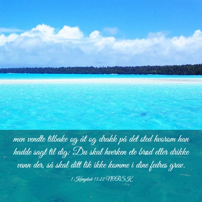Picture 03 - 1 Kongebok 13:22 NORSK - men vendte tilbake og åt og drakk på det sted - Bible Verse Picture