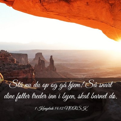 Picture 03 - 1 Kongebok 14:12 NORSK - Stå nu du op og gå hjem! Så snart dine føtter - Bible Verse Picture