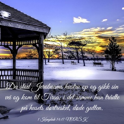 Picture 03 - 1 Kongebok 14:17 NORSK - Da stod Jeroboams hustru op og gikk sin vei og - Bible Verse Picture