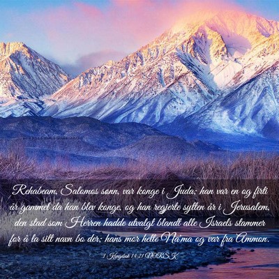 Picture 03 - 1 Kongebok 14:21 NORSK - Rehabeam, Salomos sønn, var konge i Juda; han - Bible Verse Picture