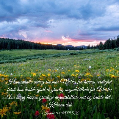 Picture 03 - 1 Kongebok 15:13 NORSK - Han avsatte endog sin mor Ma'ka fra hennes - Bible Verse Picture