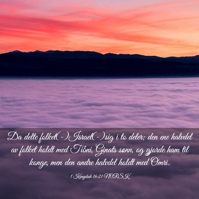 Picture 03 - 1 Kongebok 16:21 NORSK - Da delte folket(-)Israel(-)sig i to deler; den - Bible Verse Picture