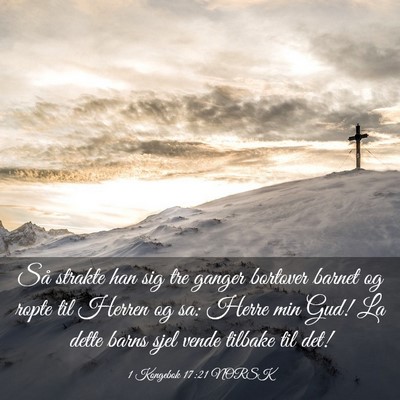 Picture 03 - 1 Kongebok 17:21 NORSK - Så strakte han sig tre ganger bortover barnet og - Bible Verse Picture
