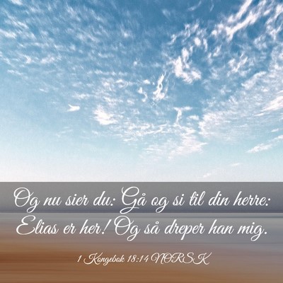 Picture 03 - 1 Kongebok 18:14 NORSK - Og nu sier du: Gå og si til din herre: Elias er - Bible Verse Picture
