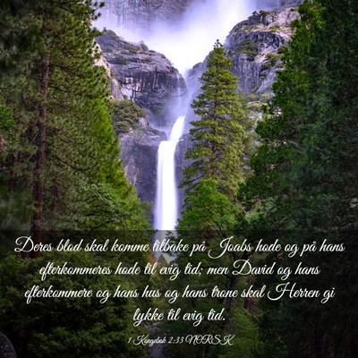 Picture 03 - 1 Kongebok 2:33 NORSK - Deres blod skal komme tilbake på Joabs hode og - Bible Verse Picture