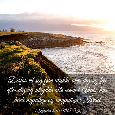 Picture 03 - 1 Kongebok 21:21 NORSK - Derfor vil jeg føre ulykke over dig og feie - Bible Verse Picture