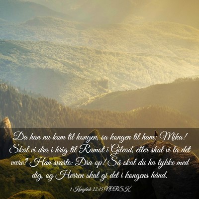 Picture 03 - 1 Kongebok 22:15 NORSK - Da han nu kom til kongen, sa kongen til ham: - Bible Verse Picture