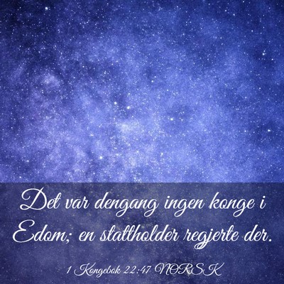 Picture 03 - 1 Kongebok 22:47 NORSK - Det var dengang ingen konge i Edom; en - Bible Verse Picture