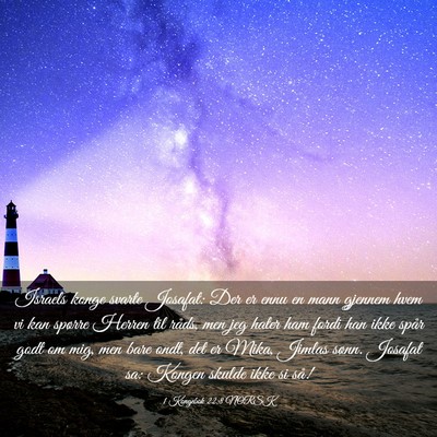 Picture 03 - 1 Kongebok 22:8 NORSK - Israels konge svarte Josafat: Der er ennu en mann - Bible Verse Picture