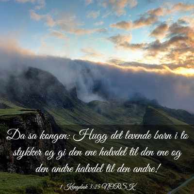 Picture 03 - 1 Kongebok 3:25 NORSK - Da sa kongen: Hugg det levende barn i to stykker - Bible Verse Picture