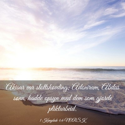 Picture 03 - 1 Kongebok 4:6 NORSK - Akisar var slottshøvding; Adoniram, Abdas sønn, - Bible Verse Picture