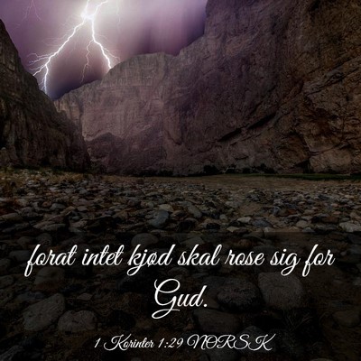 Picture 03 - 1 Korinter 1:29 NORSK - forat intet kjød skal rose sig for - Bible Verse Picture