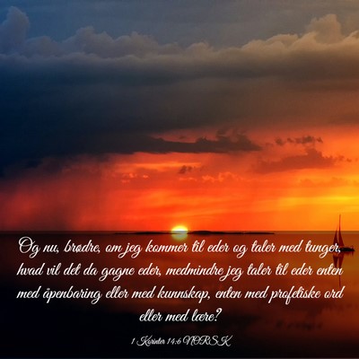 Picture 03 - 1 Korinter 14:6 NORSK - Og nu, brødre, om jeg kommer til eder og taler - Bible Verse Picture